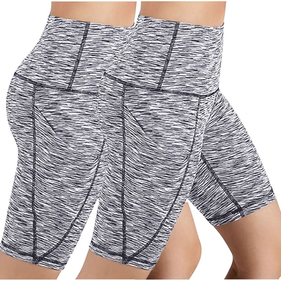 Ankola Biker Shorts for Women High Waist Yoga Pants Running Tummy Control Athletic Leggings Shorts with Side Pockets 2 Pack