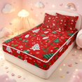 thumbnail image 2 of Manfei Festive Christmas Tree Zipper Twin Comforter Sets with Fitted Sheet and 2 Pillowcases,Traditional Snowflake Pine Branch Zipper Bedding Set,Red,Christmas Reversible,4pcs, 2 of 8
