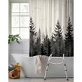 thumbnail image 2 of Split Shower Curtain for Transfer Bench, Mist Forest Fabric Shower Curtains for Bathroom, Beige Farmhouse Vintage Nature Scenery Tub Sliding Transfer Bench Waterproof Bath Curtains 72"x84", 2 of 9