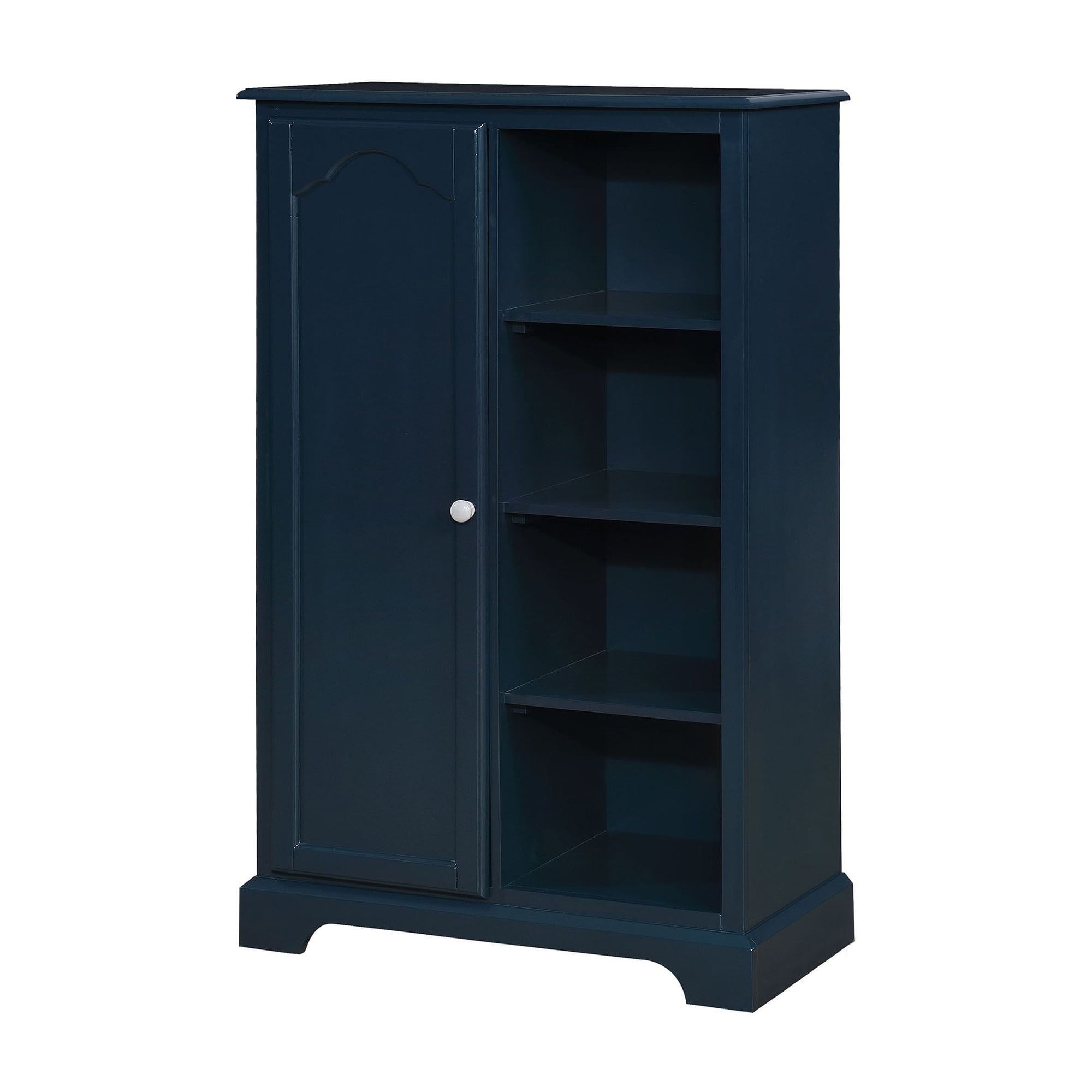Wooden Closet Storage with 4 Open Shelves and 1 Door Blue