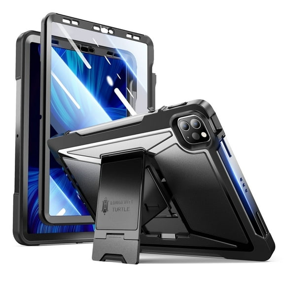 Lmcpa Case for iPad Pro 11 inch 4th/3rd/2nd Gen 2022/2021/2020, Double-Layer Shockproof Built-in Cover with Screen Protector/Pencil Holder/Kickstand, Black