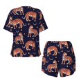 thumbnail image 6 of Wukai Leopard Print Women's Pajama Set,Short-Sleeve Top and Shorts with Elastic Waistband and Pockets for Loungewear, Yoga, and Casual Wear-3X-Large, 6 of 8