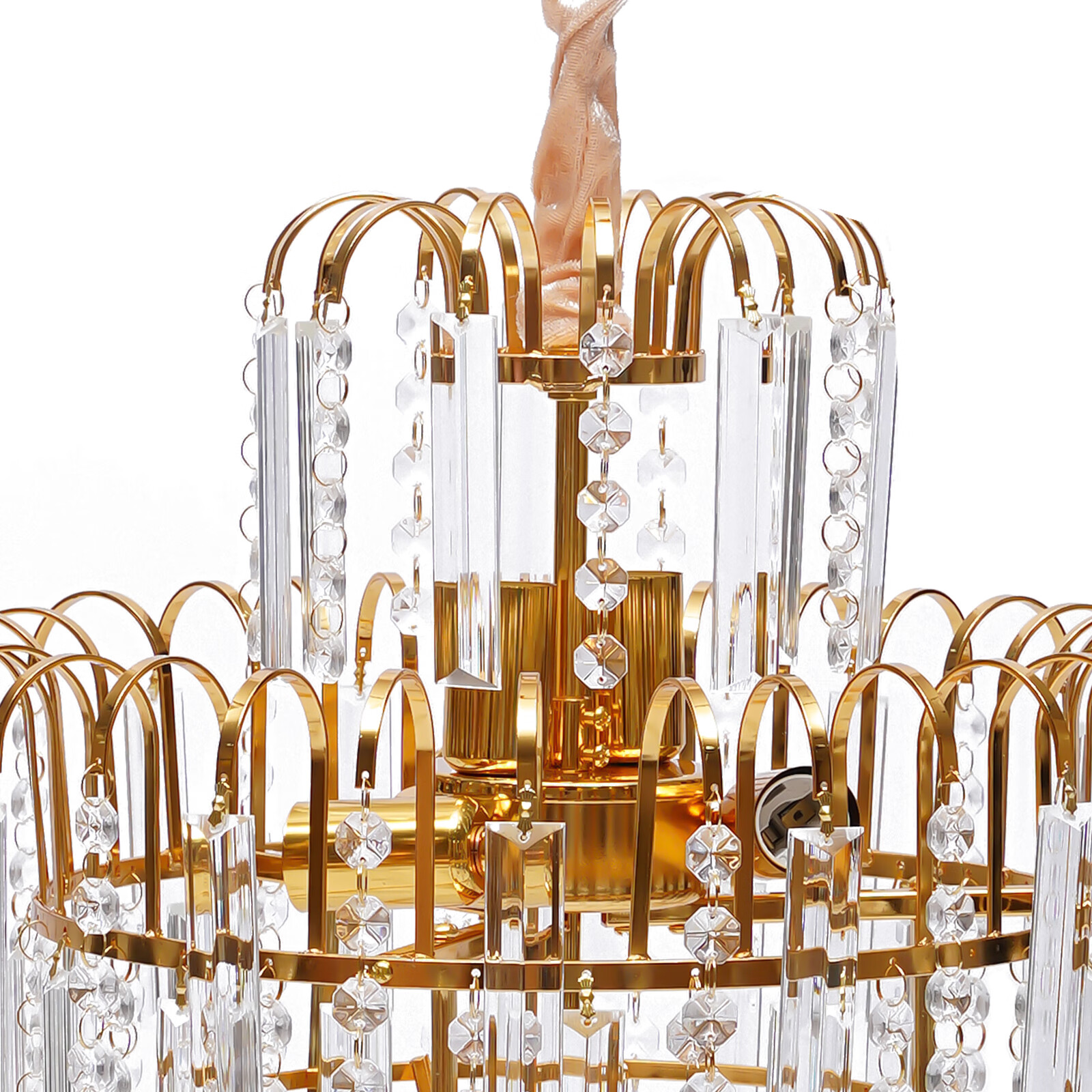 ANQIDI 15.75" Modern Flush Mounted LED Chandelier Elegant Crystal Ceiling Light for Restaurant Bedroom Living Room 40W