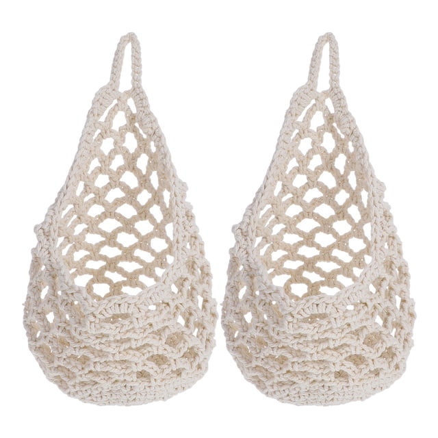 ELAYARD 2pcs Fruit and Vegetable Hammock Cotton Rope Macrame Wall Hanging for Home Decor Enthusiasts