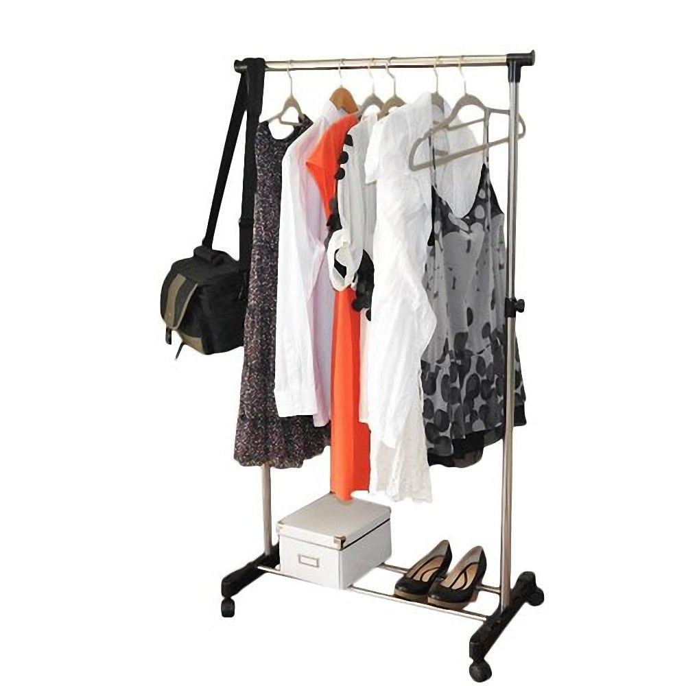 Zimtown Adjustable Garment Storage Rack Portable Single Hanging Steel Clothes Rail Stand