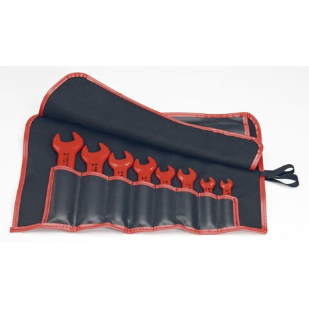 UPC: 0843221002411 | KNIPEX Tools 98 99 13 S4  1000V SAE Insulated Open End Wrench Set with Tool Roll  8-Piece