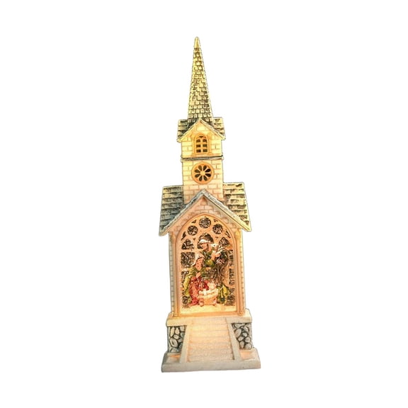 Nativity Scene Snow Globe Music Box Lighted Resin Desktop Christmas Decoration for Home and Office