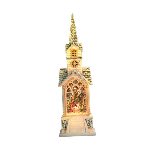 Bola de nieve navideña, decoración navideña coleccionable, caja de música iluminada, mesa iglesia