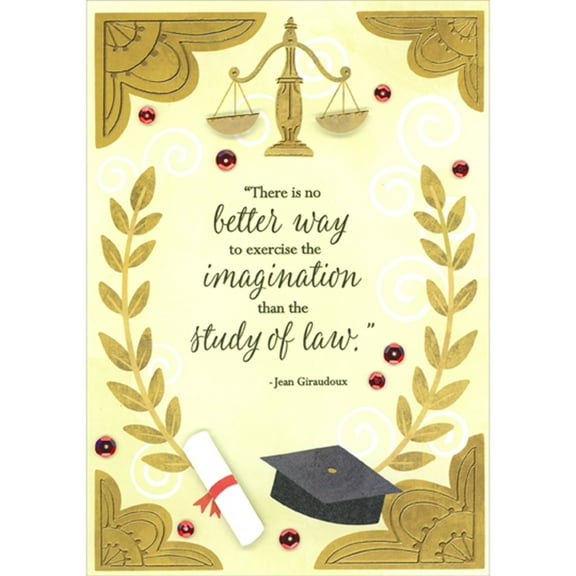 Designer Greetings No Better Way to Exercise the Imagination: 3D Scales of Justice and Diploma Hand Decorated Graduation Congratulations Card for Law Degree