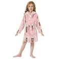 thumbnail image 6 of FORMRS Niños Bathrobe Unisex Hooded Robe Soft Plush Pajamas Sleepwear, Size 2-3T, Brown Hand Drawn Cups, 6 of 7