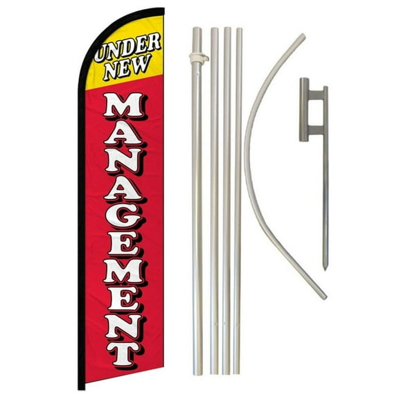 Under New Management Windless Banner Flag & Pole Kit