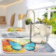 thumbnail image 5 of FREEAMG Butterfly Musical Notes Dish Drying Mat for Kitchen Counter, Ultra Absorbent Reversible Microfiber Dishes Drying Rack Pad Heat-resistant Mats 18x24in, 5 of 7