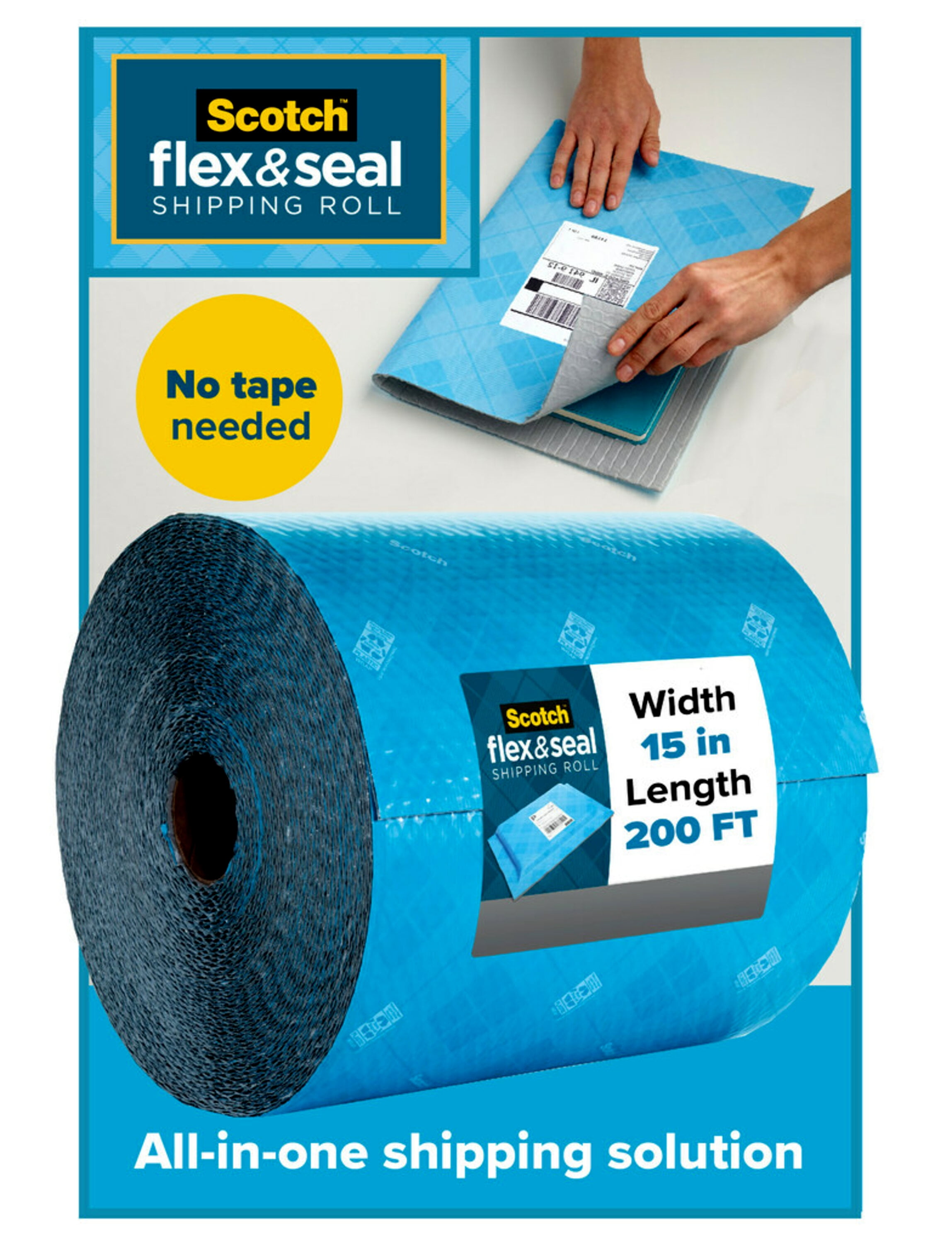 Scotch Flex & Seal Shipping Roll, 15 in x 200 ft, 1 Roll