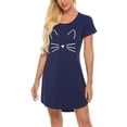 thumbnail image 3 of Women Loose Baggy Sleepwear Cotton Nightgowns Nightdress Shirt -Ladies Summer Short Sleeve Pajamas Sleepshirt Print Night Shirt, 3 of 6