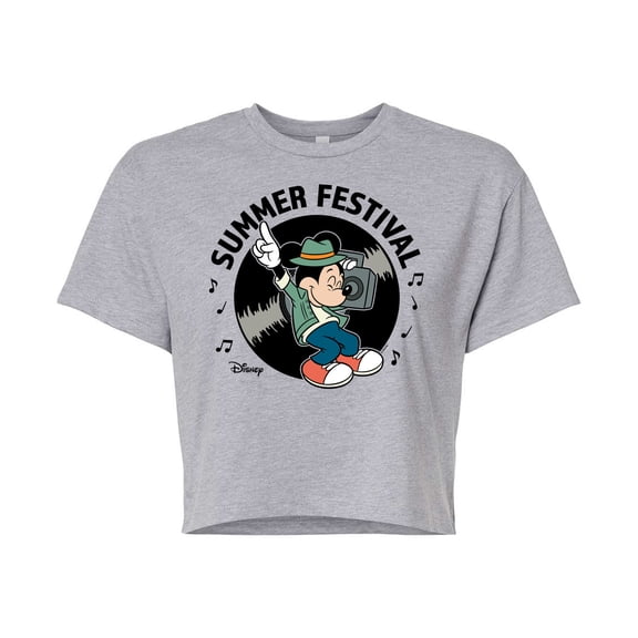 Disney - Mickey & Friends - Summer Festival - Dancing - Juniors Cropped Cotton Blend T-Shirt