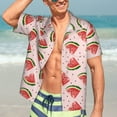thumbnail image 5 of Lsque Hand Drawn Watermelon pattern Hawaiian Shirt for Men, Unisex Summer Beach Casual Short Sleeve Button Down Shirts-Small, 5 of 9