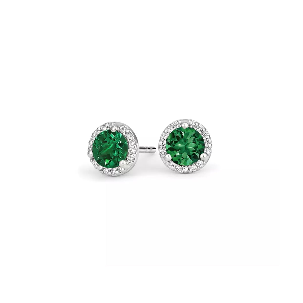 Vintage Style Emerald Gemstones Earrings 18K White Gold Plated 