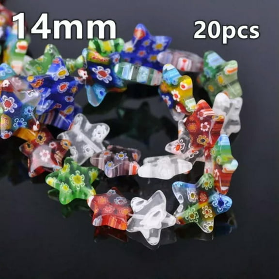 EOEMY Mixed Millefiori Lampwork Glass Lot Shapes Loose Beads For Jewelry Making-14# 14mm 20Pcs