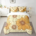 thumbnail image 3 of Manfei Retro Western Flower 7pcs Bedding Comforter Set for Female, Orange Groovy Daisy Floral Queen Bedding Sets, Plant Botanical Reversible Queen Sheet Sets, Microfiber Bedroom Decor, 3 of 8