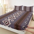 thumbnail image 3 of Homewish Ancient Bohemain Aztec Queen Sheet Sets,Rustic Western Tribal Flat Sheet,Purple Brown Beige Queen Fitted Sheet For Kids,Luxury Bedroom Decor,4 Pieces, 3 of 7