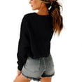 thumbnail image 2 of Women's V Neck Long Sleeve Cable Knit Oversized Cropped Sweater Pullover, 2 of 6