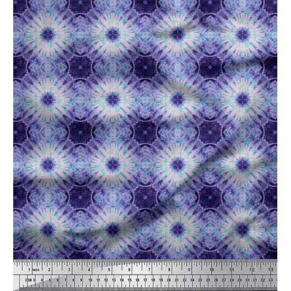 Soimoi polyester Crepe Fabric Check Tie-Dye Fabric Prints By Yard 52 Inch Wide