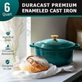 thumbnail image 2 of MÜELLERHOME DuraCast 6 Quart Enameled Cast Iron Dutch Oven Pot with Lid, Heavy-Duty, Oven Safe up to 500° F & Across All Cooktops, Wedding Registry Ideas & Gifts, Emerald, 2 of 5