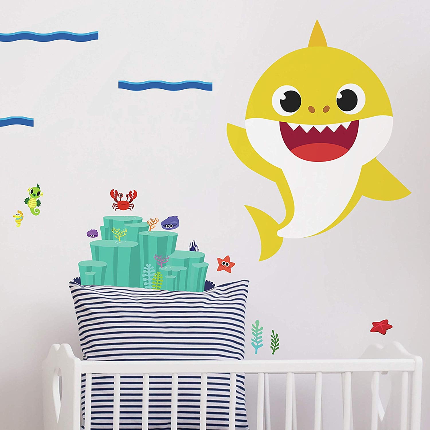 BABY SHARK Peel & Stick Giant Wall Decals 20 Colorful Sharks Kids