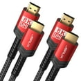 thumbnail image 1 of Cable HDMI JSAUX 8K 4K de 15 pies, 2 unidades, HDMI 2.1 de alta velocidad, rojo, 1 of 7