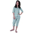 thumbnail image 2 of Moomaya Printed Cotton 3/4 Sleeve Shirt With Capri 2 Piece Nightwear Set Sleepwear For Womens, 2 of 7