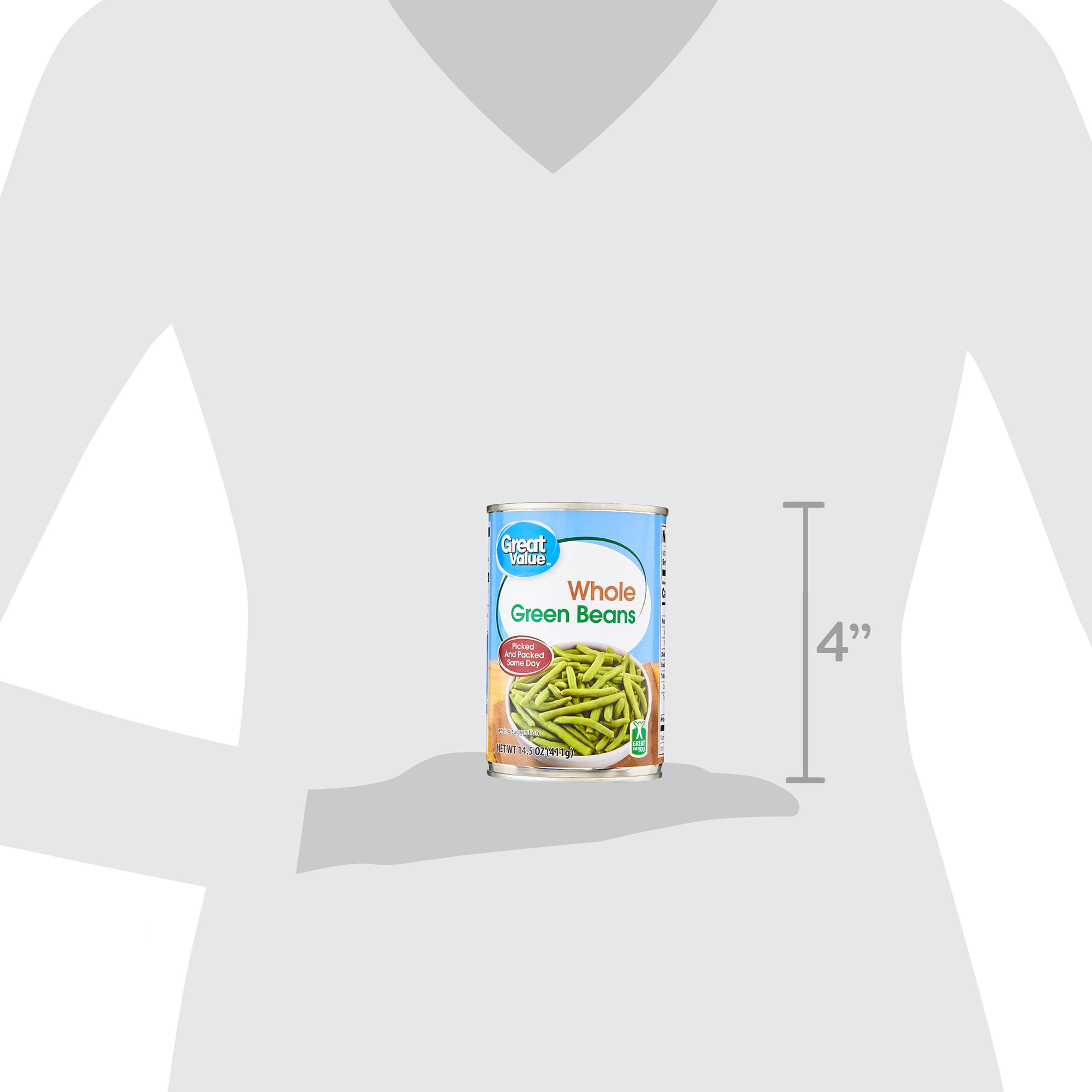 Great Value Canned Whole Green Beans, Gluten-Free, 14.5 oz