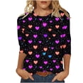 thumbnail image 4 of Vetsdori Valentine Shirts for Women Plus Size Gifts for Girlfriend Blouses Holiday 3/4 Sleeve Cute Graphic,Fashion Crew Neck Ladies Tops Summer, 4 of 5