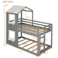 thumbnail image 2 of Harper & Bright Designs House Bunk Bed Twin over Twin, Wood Low Bunk Beds with Ladder, House Bed with Roof for Girls Boys, Grey, 2 of 16