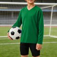 thumbnail image 6 of MGDXOX Kids Long Sleeve Customizable V Neck Sport Jersey Lightweight Mesh Fabric Spring Summer Personalized Sports Practice Team Wear Green 12-13Years, 6 of 9