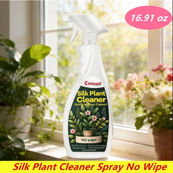 Silk Plant Cleaner Spray No Wipe, Artificial Plant Cleaner and Silk Flower Cleaner Spray, Silk Flower Cleaner Spray No Wipe Spray Away Dust Remover, Drips Dry Faux Plant Spot 16.91 fl oz