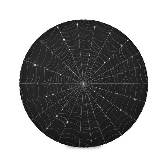 Round Placemat Heat Resistant & Wrinkle-Free Dining Table Decor Placemat For Home & Weddings Grid Pattern
