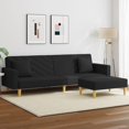 thumbnail image 1 of vidaXL 2-Seater Sofa Bed with Pillows and Footstool Black Fabric, 1 of 1