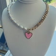 thumbnail image 3 of SBS Pearl and Chain Statement Heart Necklace, 3 of 7