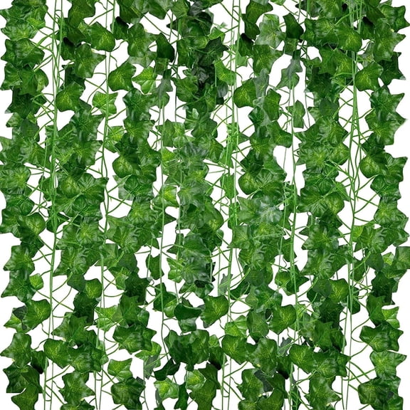 Huryfox 12 Pack Artificial Ivy Vines, Fake Ivy Garland for Home Decor, Faux Hanging Plants for Bedroom Aesthetics Wall Decoration