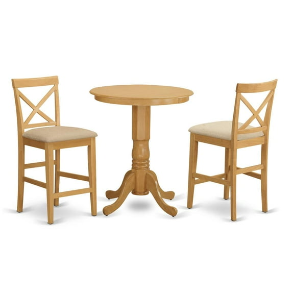East West Furniture Eden 3-piece Traditional Wood Counter Dining Set in Oak