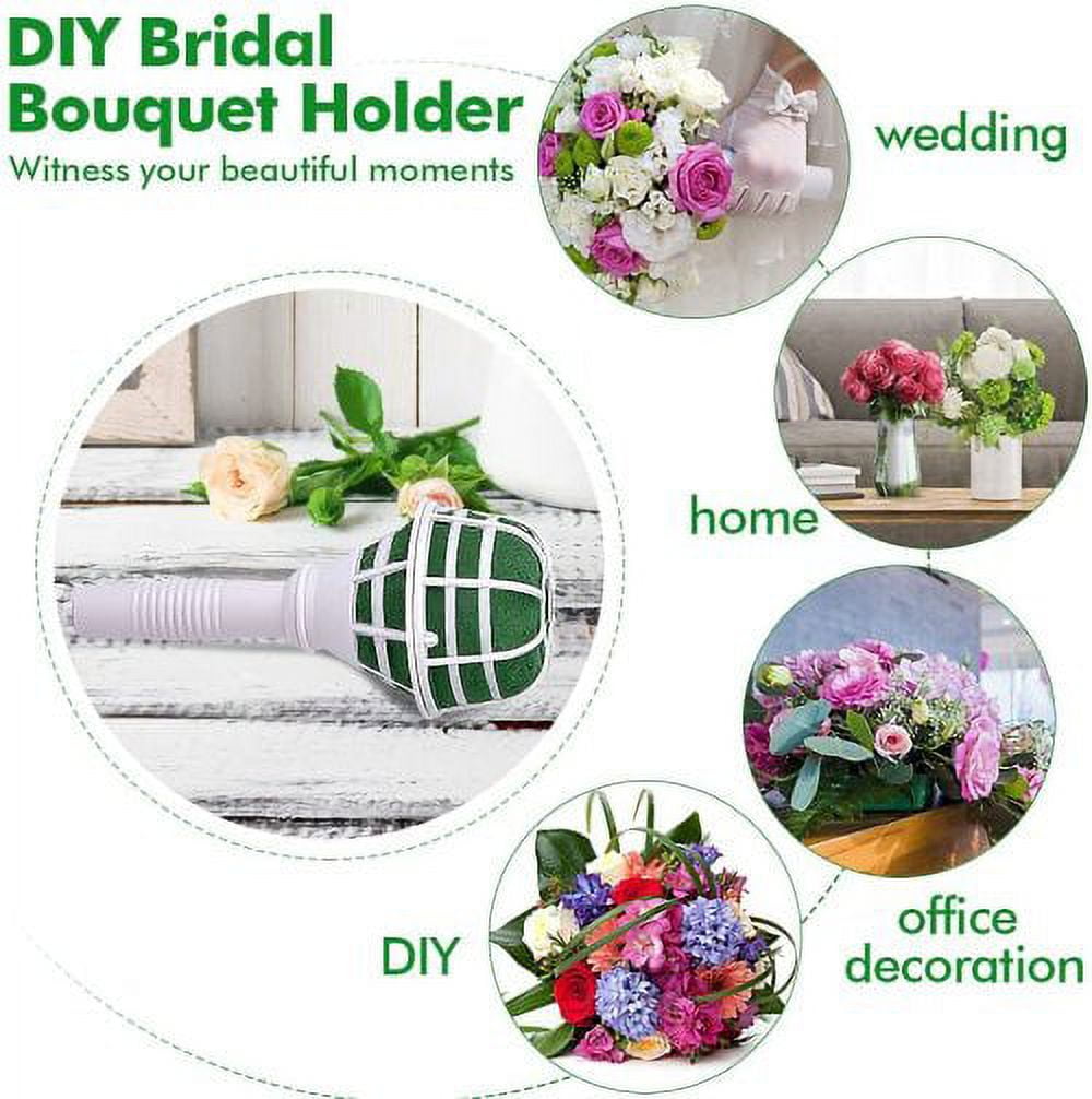 6 pcs 7 Green Foam Wedding Bouquet Holders - White