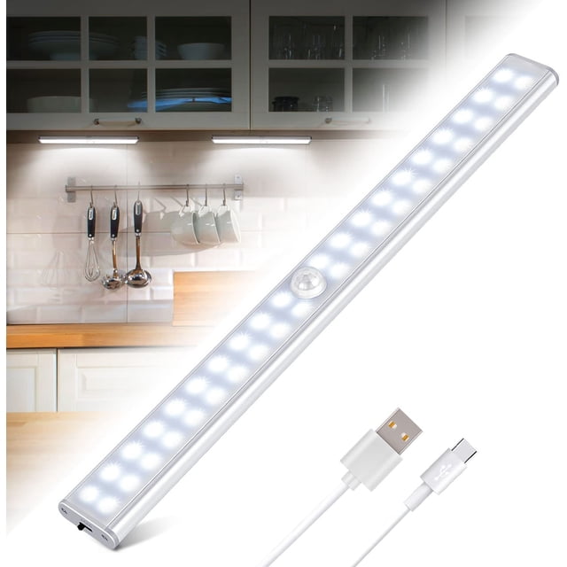 Luz de armario de 40 LED, luz de armario con sensor de movimiento, USB
