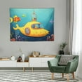 thumbnail image 2 of GOSMITH  Yellow Submarine Tapestry, Nautical Colorful Fish Underwater Jellyfish Seahorse Shells Starfish, Wide Wall Hanging for Bedroom Living Room Dorm, 40x30, 2 of 7