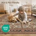 thumbnail image 4 of ODIKA 4'x6' Red Blue Starburst Medallion Design Washable Area Rug Intricate Antiqued -Blend Pattern Stain Resistant, Low Pile, Easy Care for Dorm Room, Small Living, 4 of 7