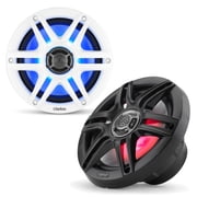 Fusion MS-RA770 Apollo Source Unit w/ ( 2 Pair ) Clarion CMS-651RGB-SWB 6.5-inch Coaxial Marine Speakers with built-in RGB illumination ( Includes White & Black Sport Grilles )