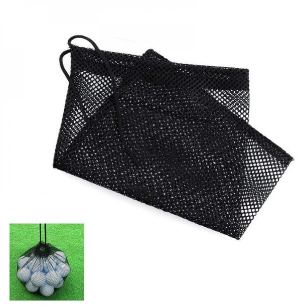 1pcs Outdoor Sport Nylon Mesh Bag Pouch Golf Tennis Balls Holder Golf Balls Storage Clasp Training Aid Bag, Black
