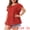 Red, variant on Women's Plus Summer Tops Floral Crew Neck Pleated Front Tulip Sleeve Dressy Blouse 1X Black