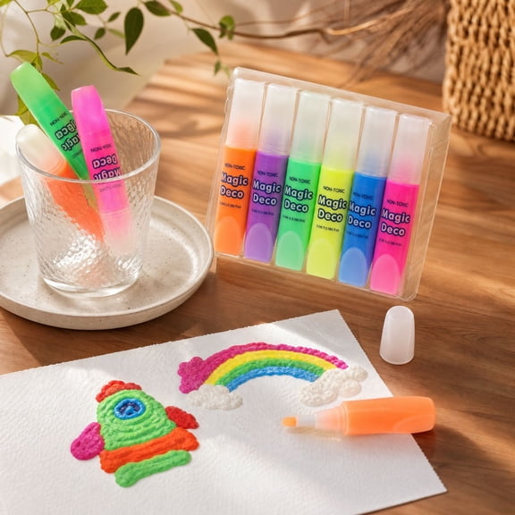 Creative 3D Bubble Popcorn Drawing Pens - Puffy Bubble Pen Puffy 3D Art Pen, Popcorn Pens, Magics Coloring DIY Bubble Popcorn Drawing Pens