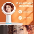 thumbnail image 3 of Auxmir Lighted Makeup Mirrror with 10X/1X Magnification, Rechargeable Double-Sided Magnifying Mirror with Light & 360° Rotation, Vanity Makeup Mirror with 10-Level Adjustable Dimmable Brightness, 3 of 8