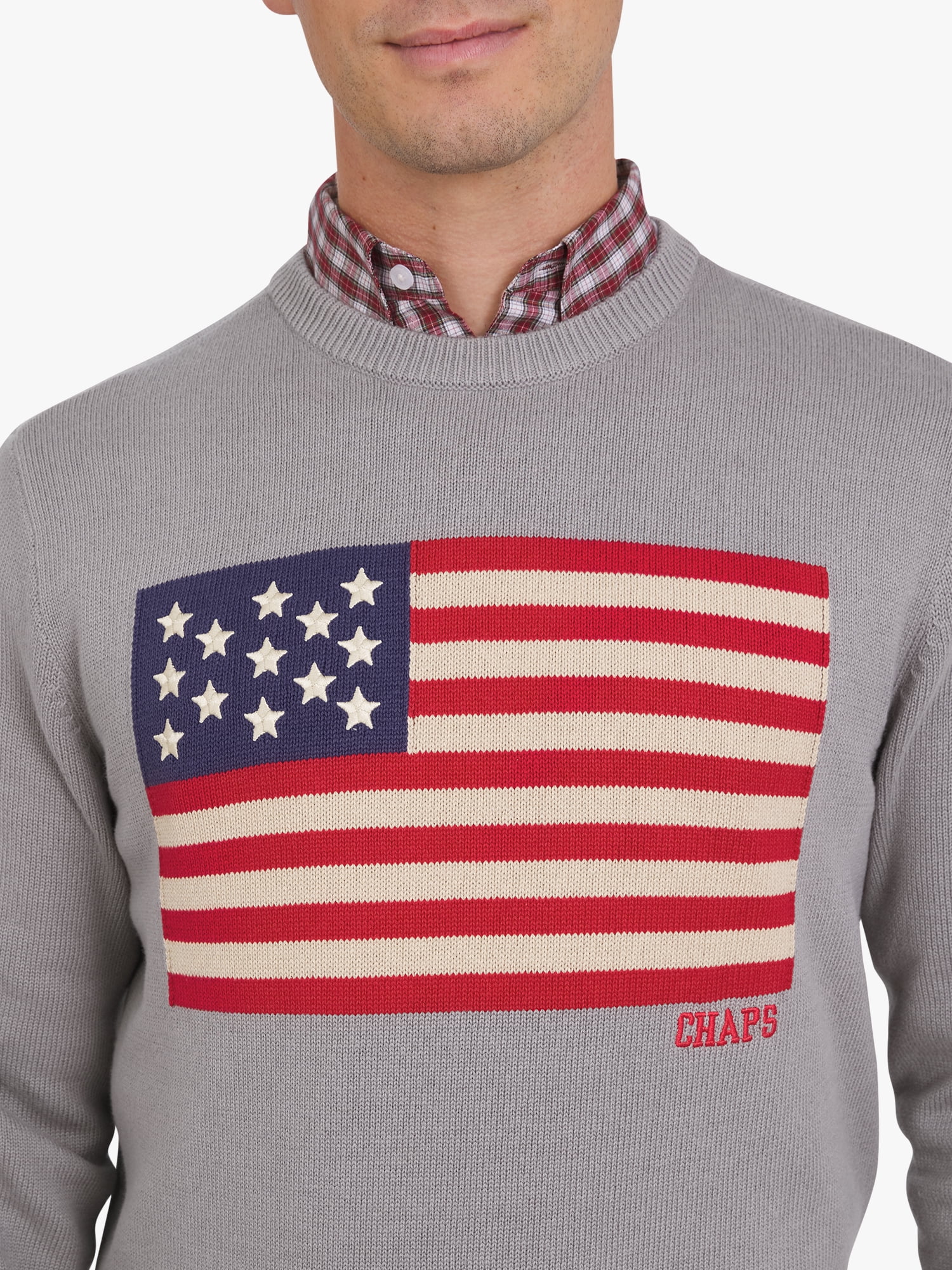 Chaps Men's & Big Men's Long Sleeve Flag Crewneck Sweater, Sizes S-3XL